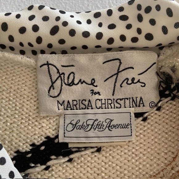 Vintage 80s Diane Freis x Marisa Christina Leopard Designer Sweater Mixed Media - Picture 7 of 12